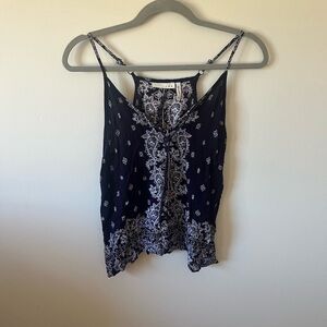Elegant Navy Patterned Camisole Top